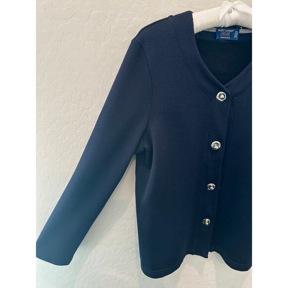 SAINT JAMES L’Atelier Navy Wool Cotton Cardigan Jacket France | Size Small - Picture 3 of 9